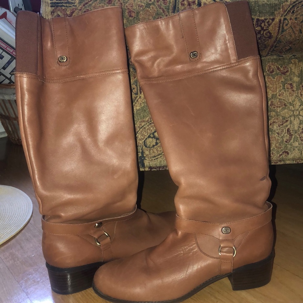 Tall Chestnut Leather Boots | Bandolino | Size 8